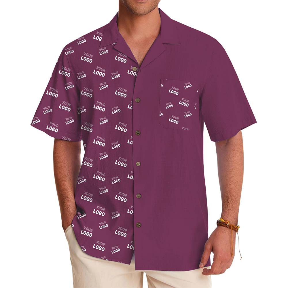 Split Side Custom Logo Hawaiian Shirt With Preview - variant image 1
