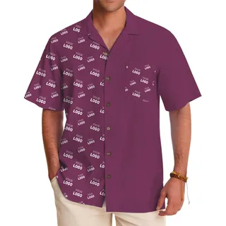 Split Side Custom Logo Hawaiian Shirt With Preview