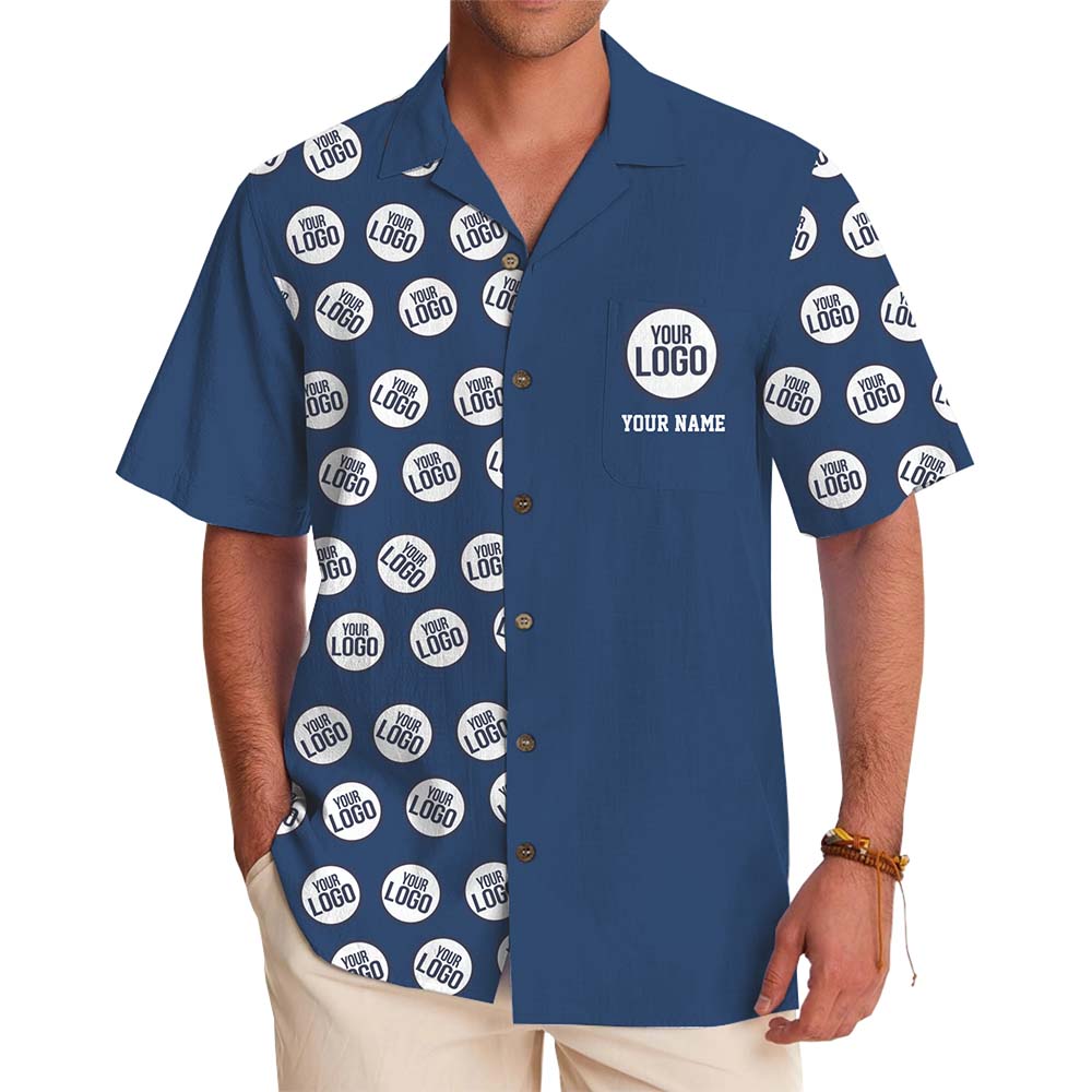 Custom All Over Logo Button Up Shirt With Name - variant image 1