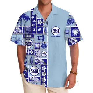 Custom Logo and Name Tropical Hawaiian Shirt With Preview