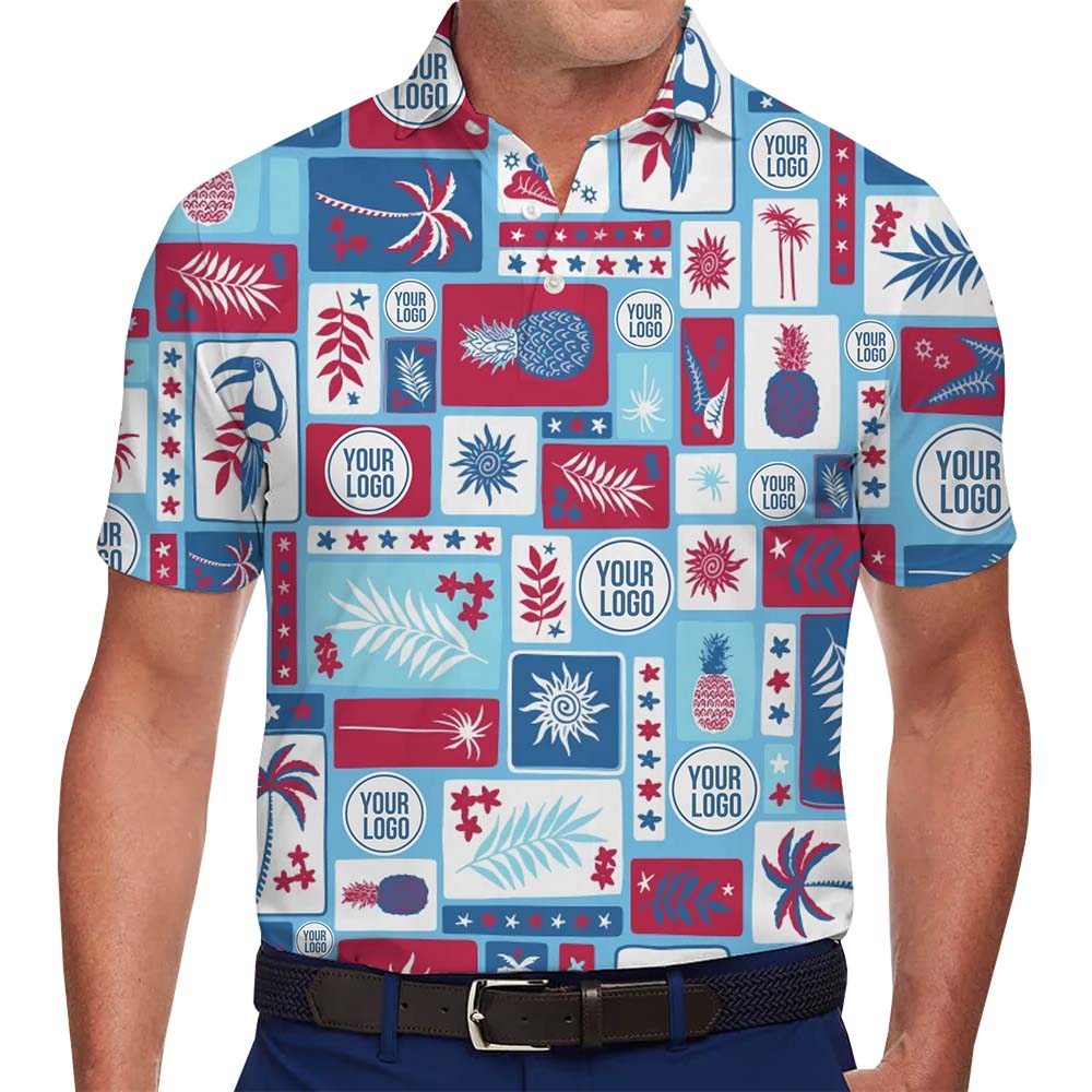 Red White Blue Custom Polo Shirt With Logo - variant image 1