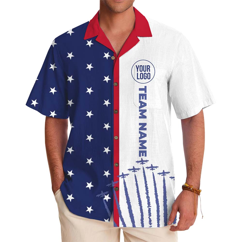 Custom Logo And Text USA Flag Hawaiian Shirt - variant image 1