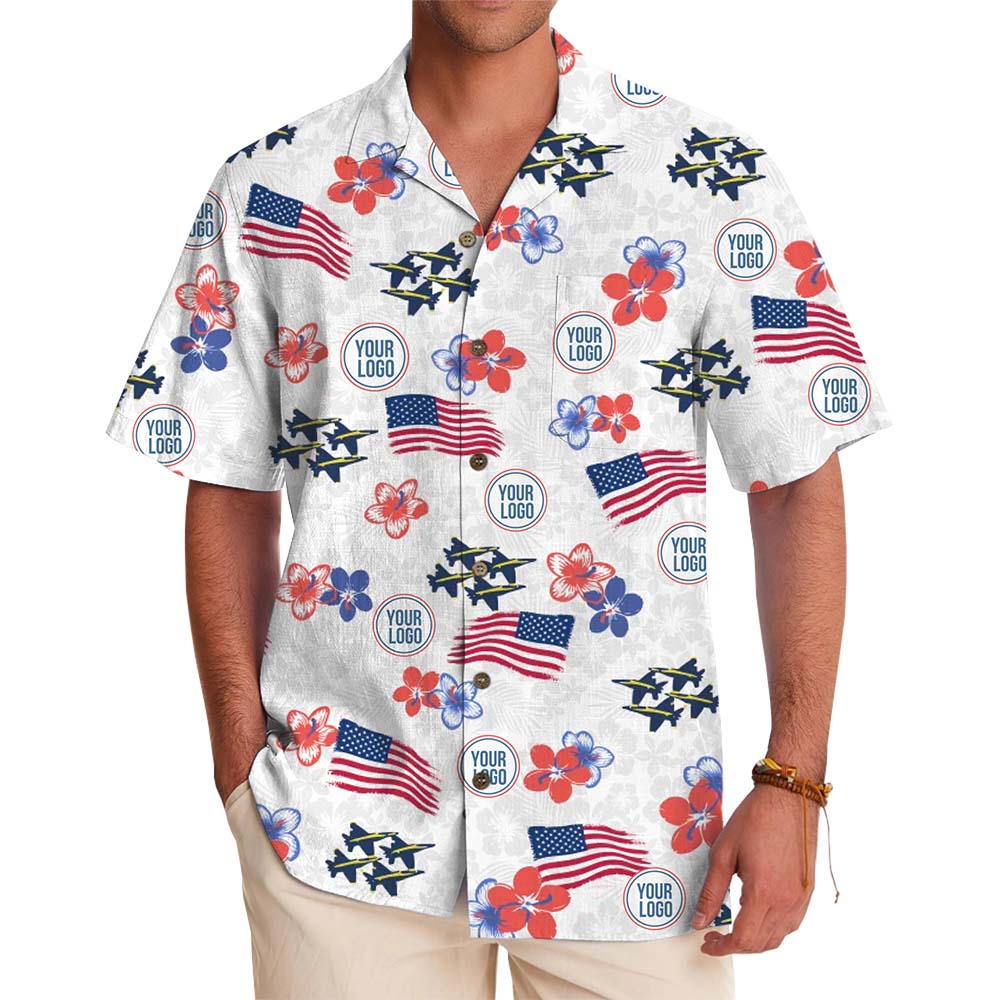 Custom Logo 4th Of July Hawaiian Shirt With Preview - variant image 1
