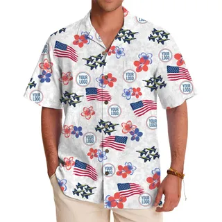 Custom Logo 4th Of July Hawaiian Shirt With Preview