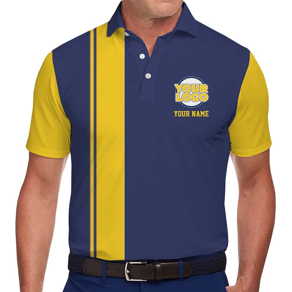Classic Vertical Stripe Team Polo Shirt With Custom Logo And Text - variant image 1