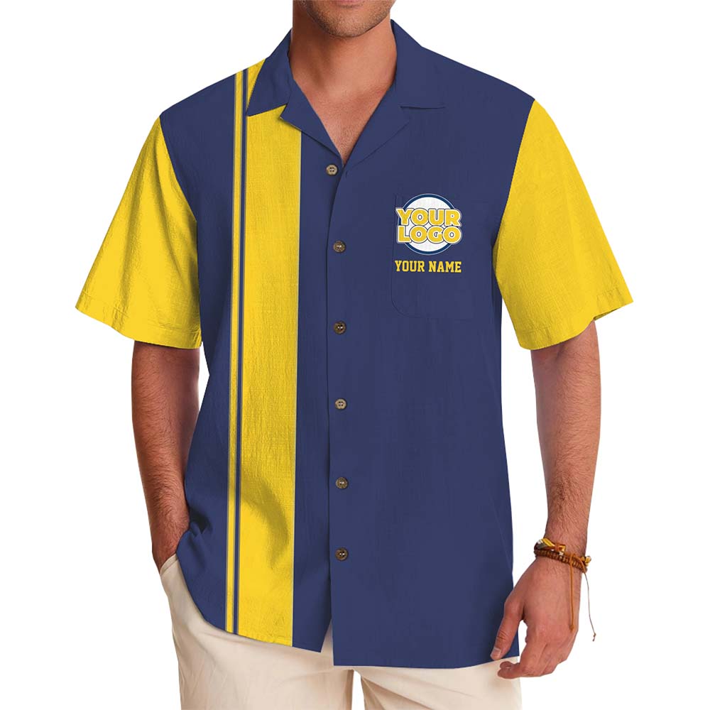 Executive Stripe Custom Team Hawaiian Shirt With Preview - variant image 1
