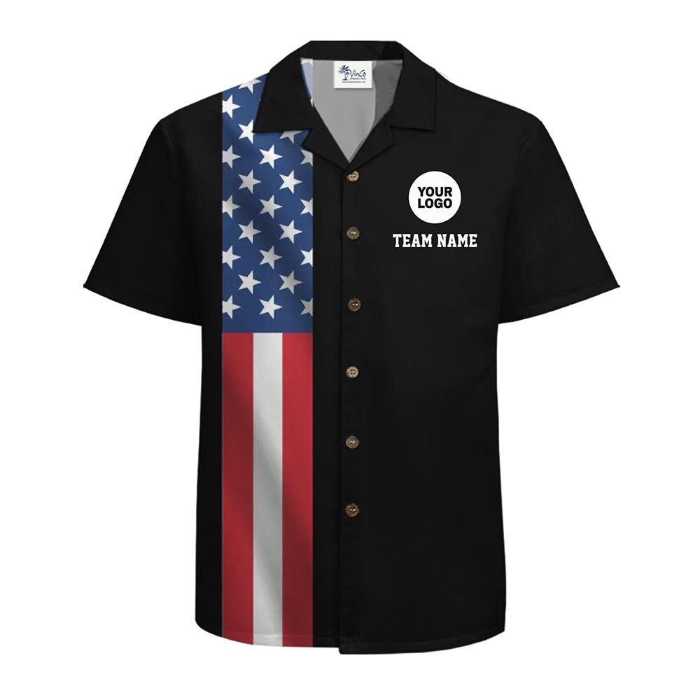 Custom American Flag Hawaiian Shirt with Logo and Team Name