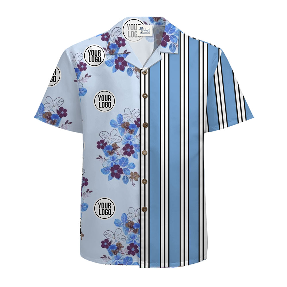 Custom Business Logo Shirt with Floral and Stripe Theme