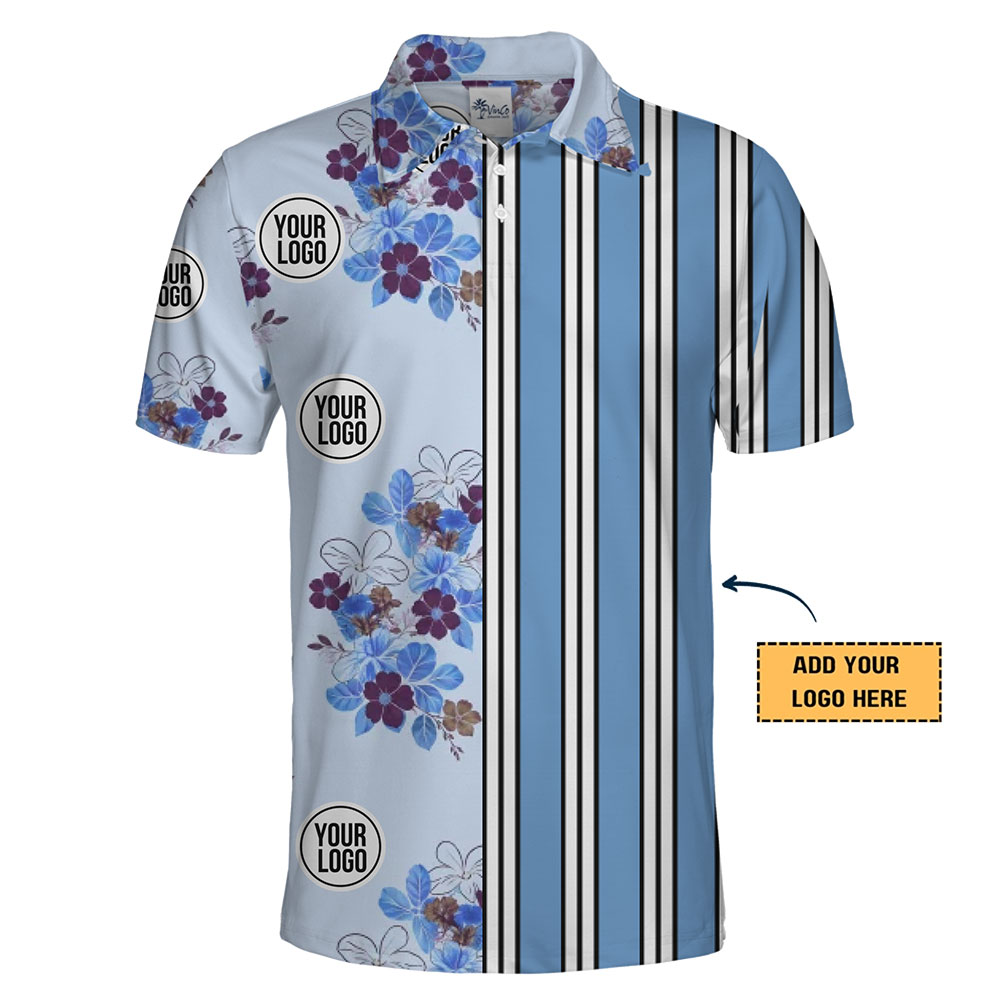 Stylish Custom Logo Polo Shirt with Dual Pattern Flair