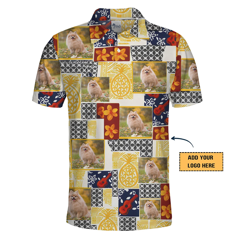 Custom Tropical Pattern Polo Shirt with Photo Collages