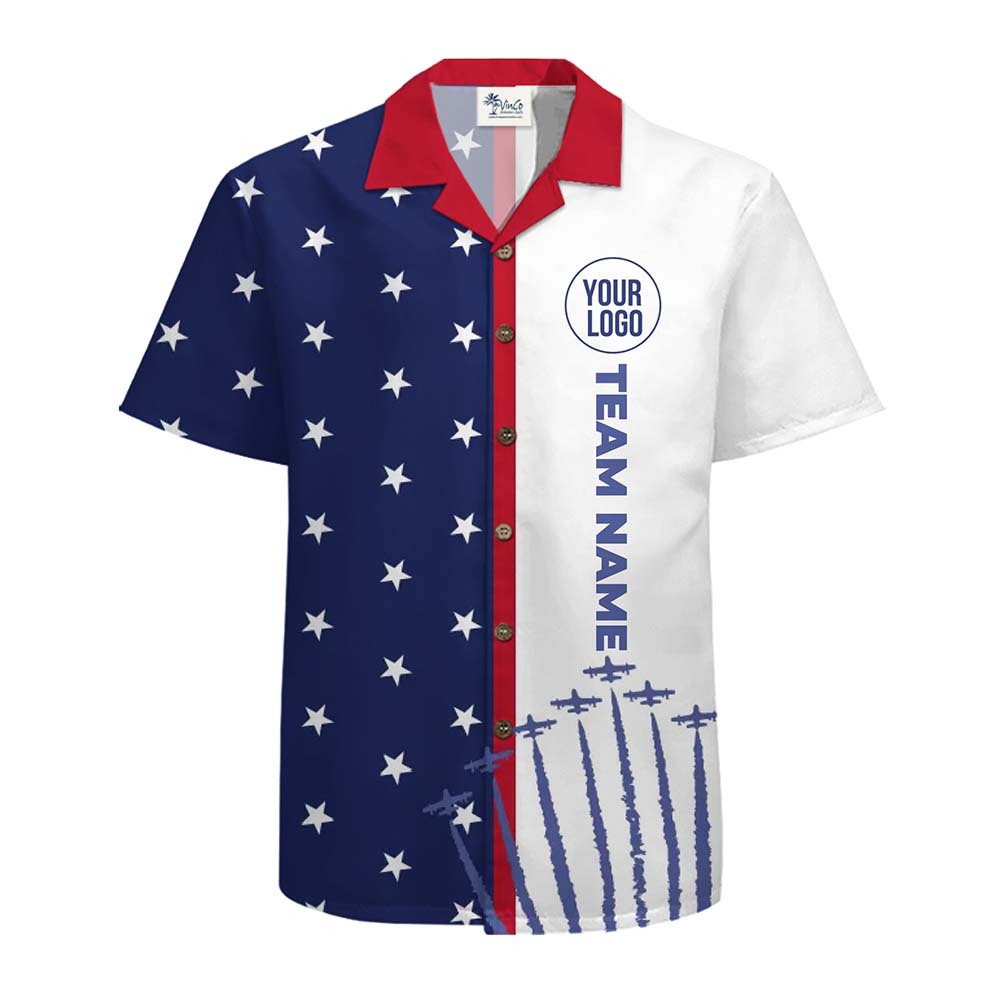 Custom Logo And Text USA Flag Hawaiian Shirt