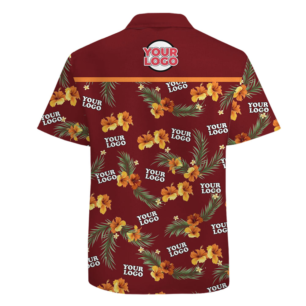 Personalized Tropical Hibiscus Print Shirt With Company Logo