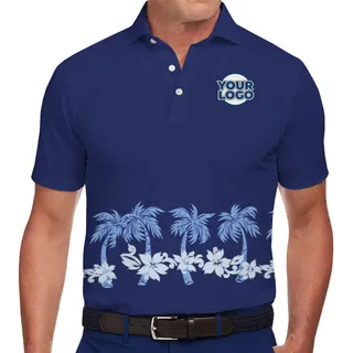 Stylish Palm Tree Border Polo Shirt with Logo Customization