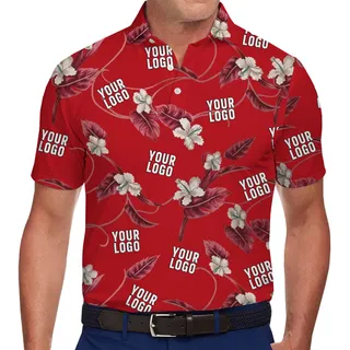 Customizable Logo Polo Shirt with Vibrant Tropical Design