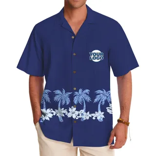 Premium Coastal-Themed Hawaiian Shirt with Custom Logo