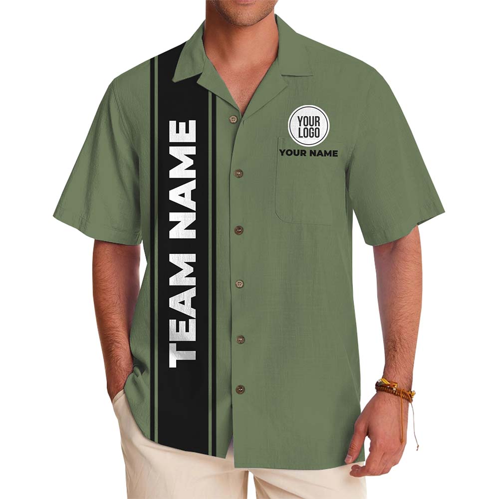 Custom Logo And Text Hawaiian Shirt With Black Stripe - variant image 1