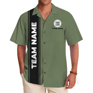Custom Logo And Text Hawaiian Shirt With Black Stripe