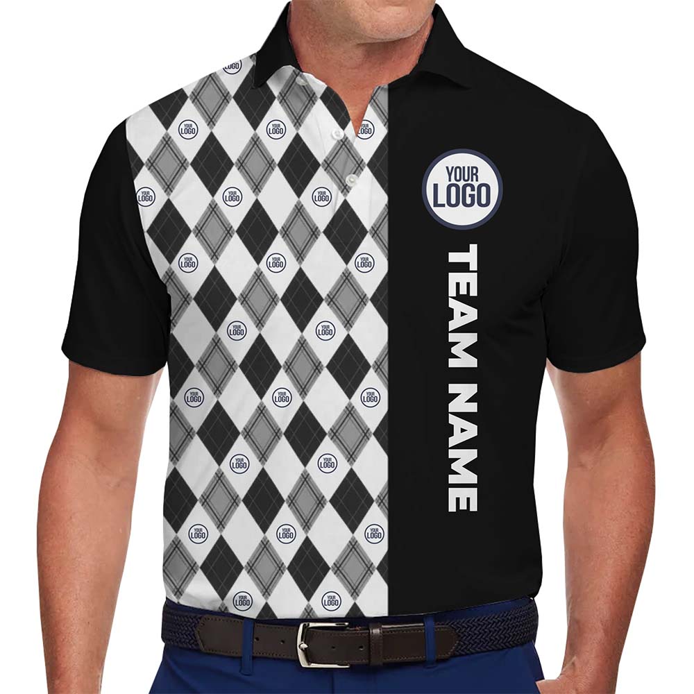 Checked Custom Polo Golf Shirt With Logo And Text - variant image 1