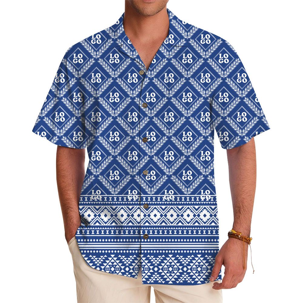 Company Logo Symmetrical Geometric Hawaiian Shirt - variant image 1