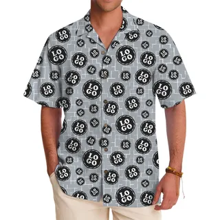 Multi-Size Logo Scattered Hawaiian Shirt