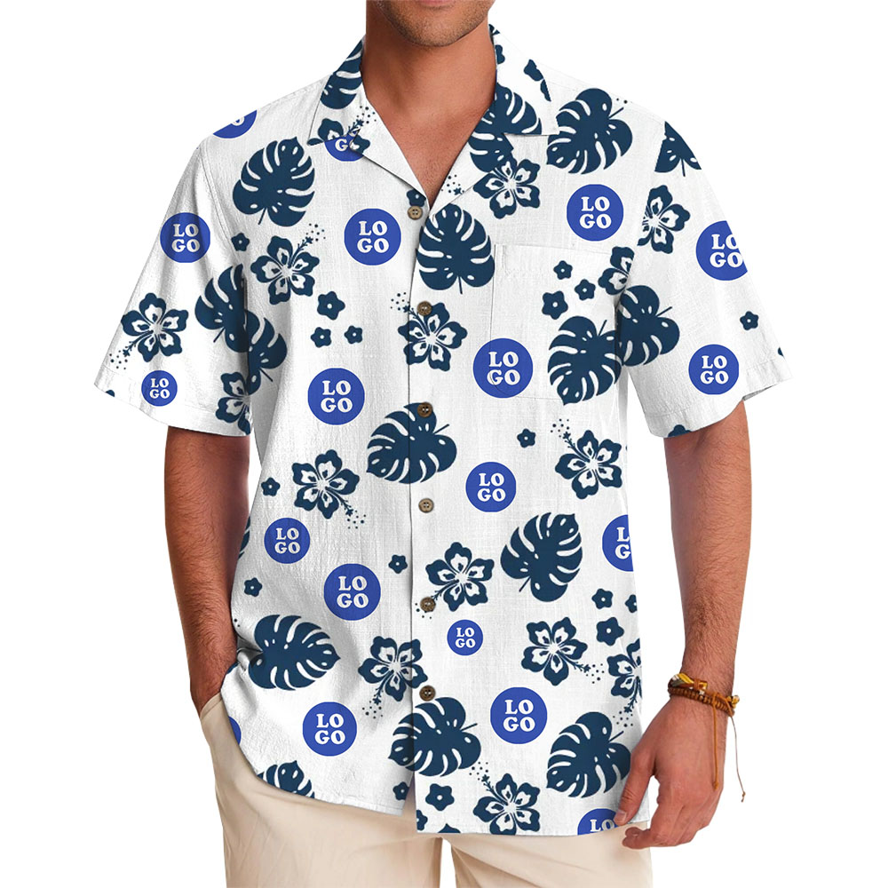 Custom Hawaiian Shirt with Tropical Floral and Logo Design - variant image 1
