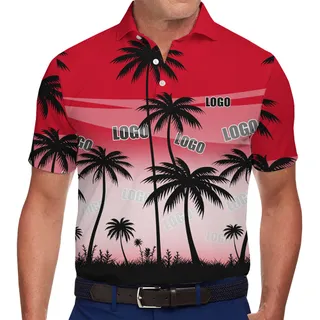 Personalized Gradient Polo Featuring Bold Palm Graphics