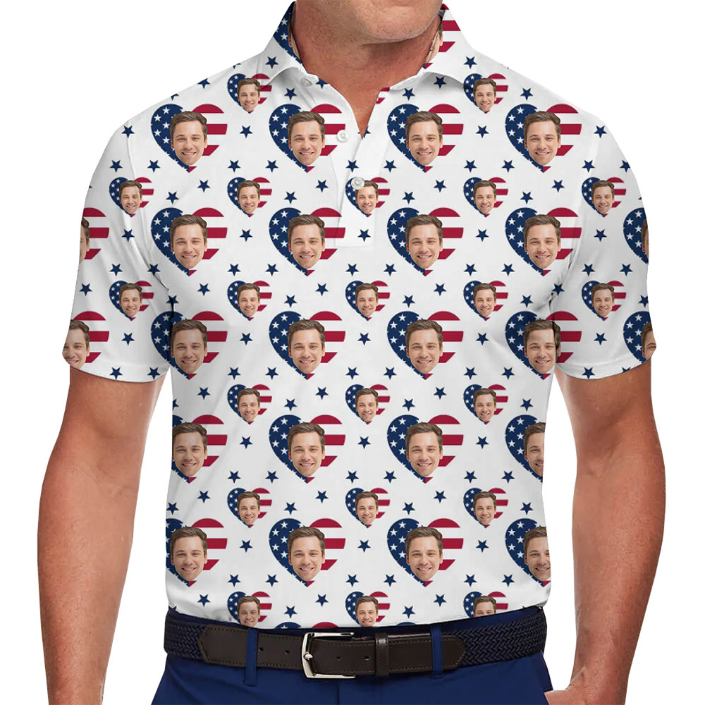 Unique Patriotic Fourth Of July Polo Shirt Custom Face - variant image 1
