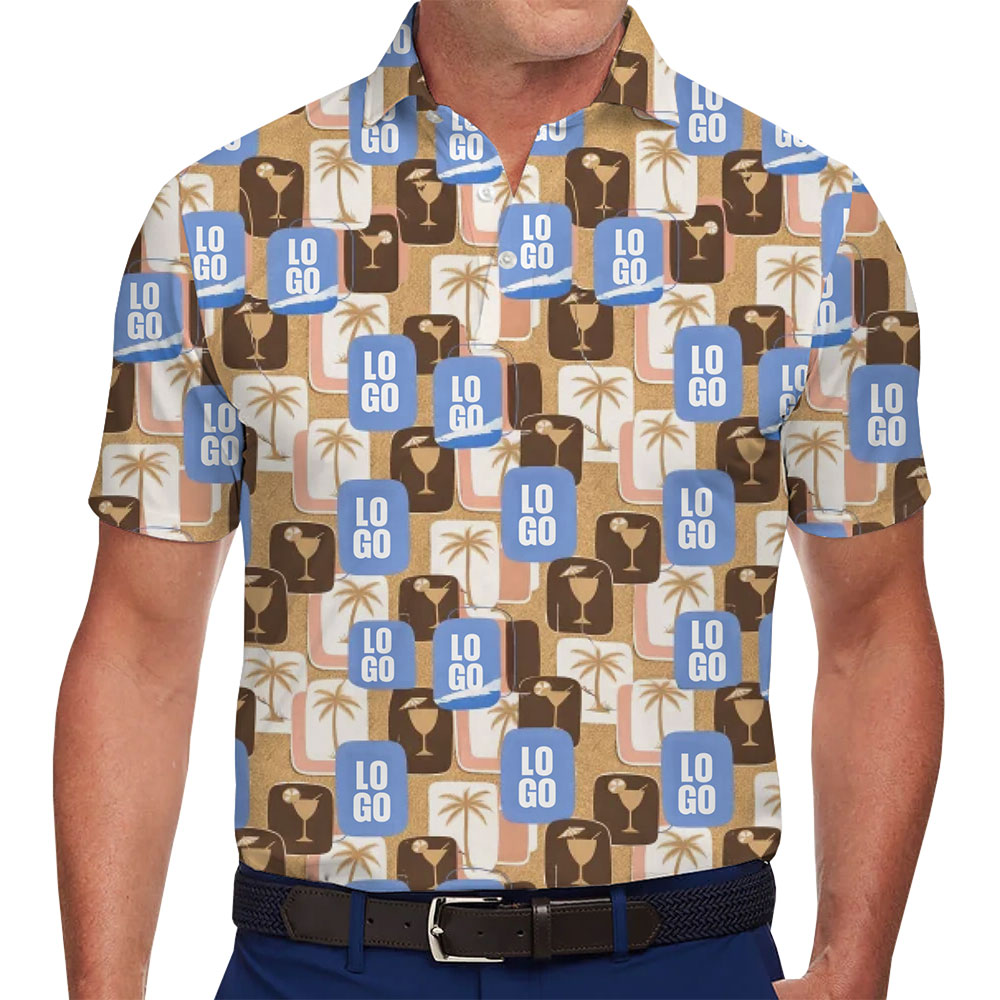 Stylish Branded Tropical Polo with Palm and Cocktail Prints - variant image 1