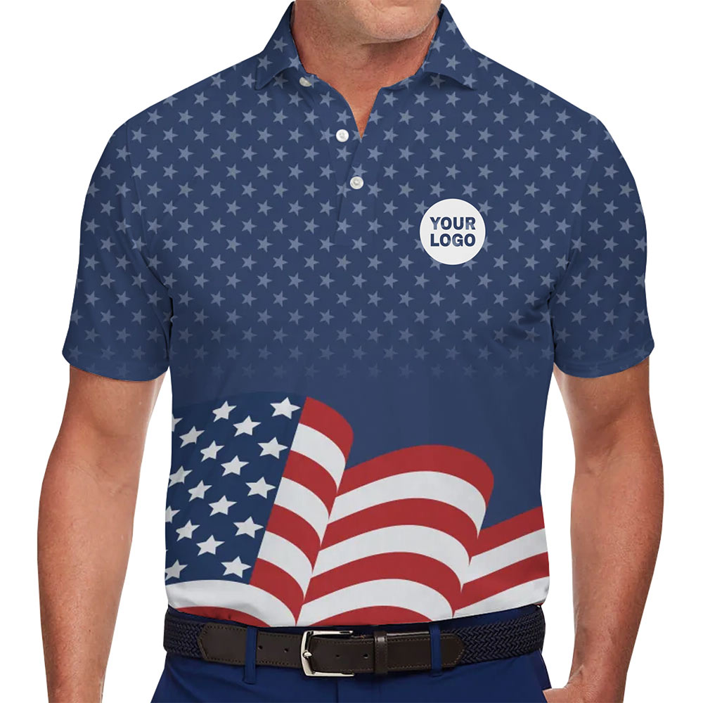 4th of July USA Flag Polo Shirt with Logo - variant image 1