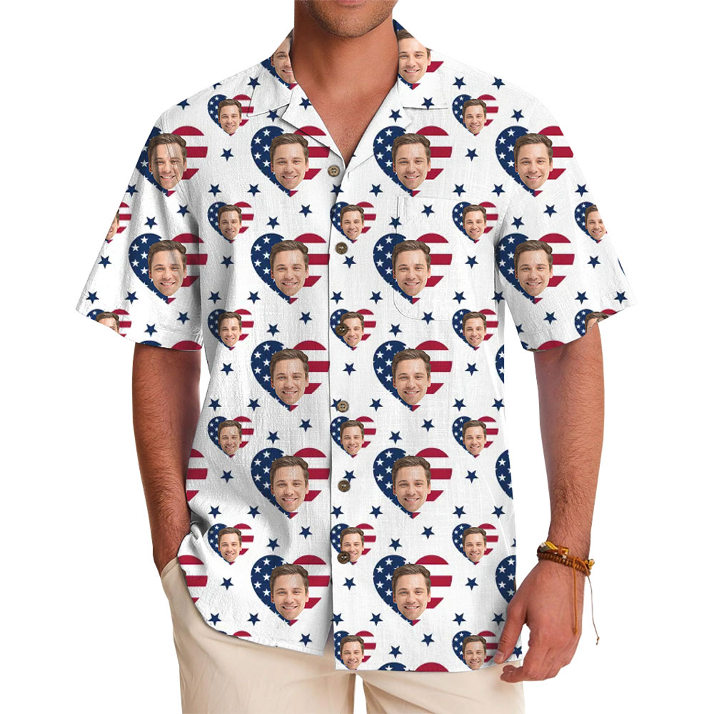 Unique Patriotic Fourth Of July Hawaiian Shirt Custom Face - variant image 1