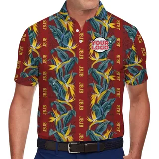 Trendy Bird of Paradise Polo with Full Logo and Text Customization