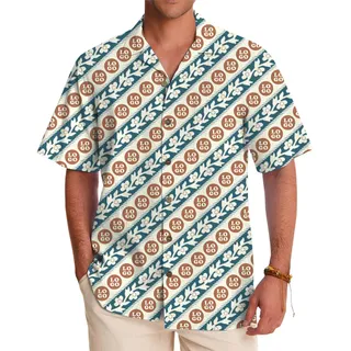 [Live Preview] Floral Stripe Hawaiian Shirt With Custom Logo