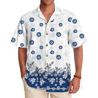 Custom Branded Hawaiian Shirts For Corporate Events White Blue