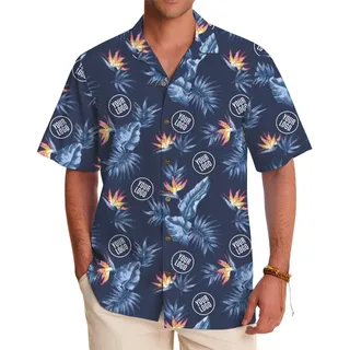 Custom Logo Tropical Hawaiian Shirt With Preview