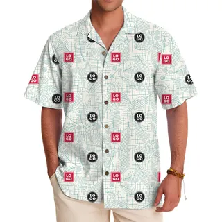 Modern Line Art Custom Logo Hawaiian Shirt