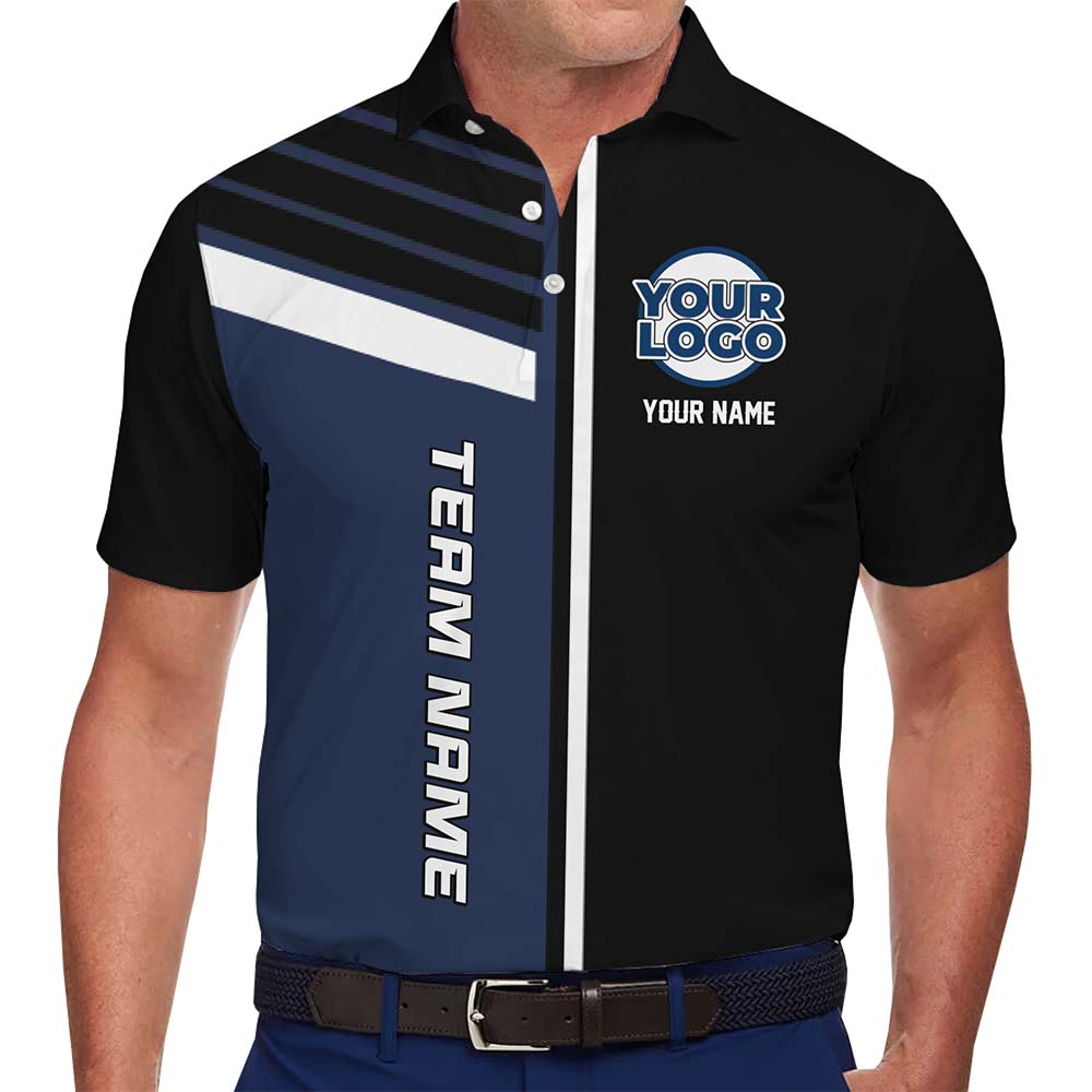 Modern Contrast Panel Custom Polo Shirt With Logo And Text - variant image 1