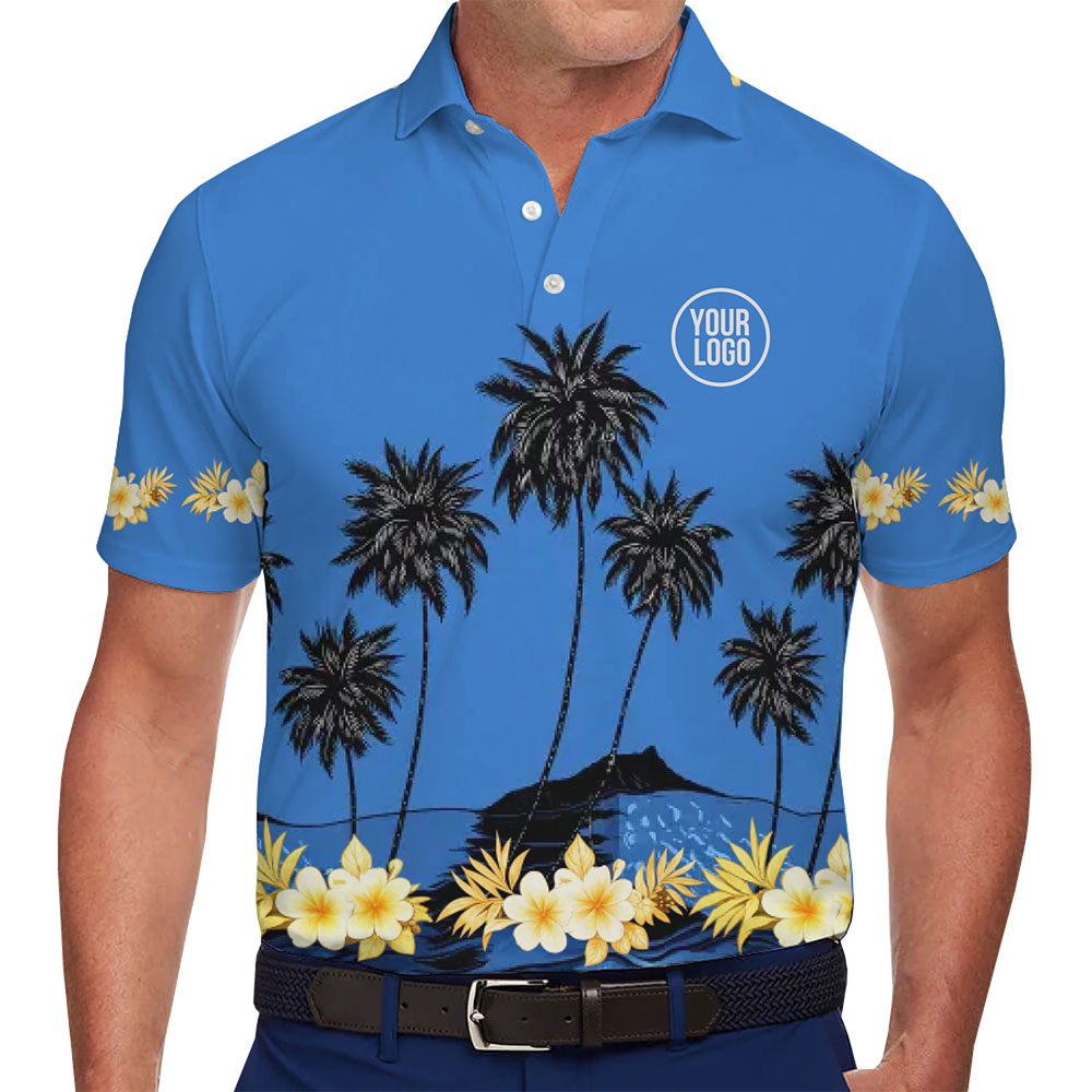 Customizable Polo Shirt with Island-Inspired Scenic Landscape - variant image 1