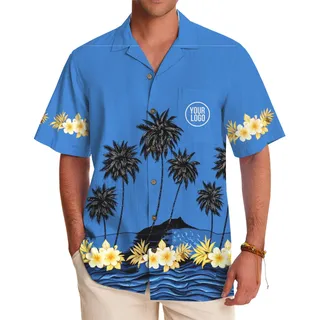 Personalized Tropical Shirt with Stunning Sunset and Floral Designs