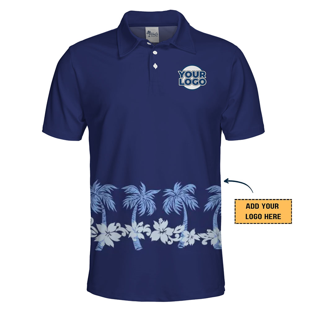 Stylish Palm Tree Border Polo Shirt with Logo Customization