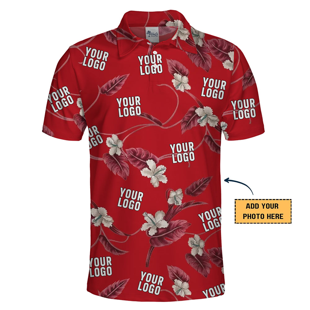 Customizable Logo Polo Shirt with Vibrant Tropical Design