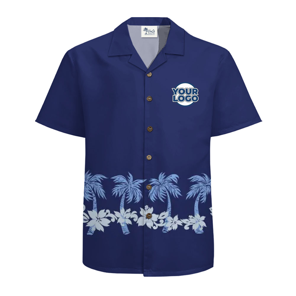 Premium Coastal-Themed Hawaiian Shirt with Custom Logo