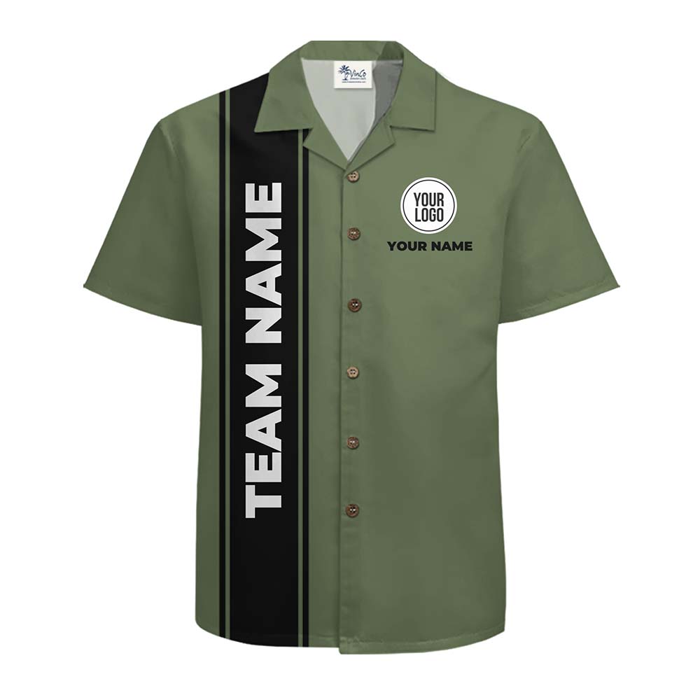 Custom Logo And Text Hawaiian Shirt With Black Stripe