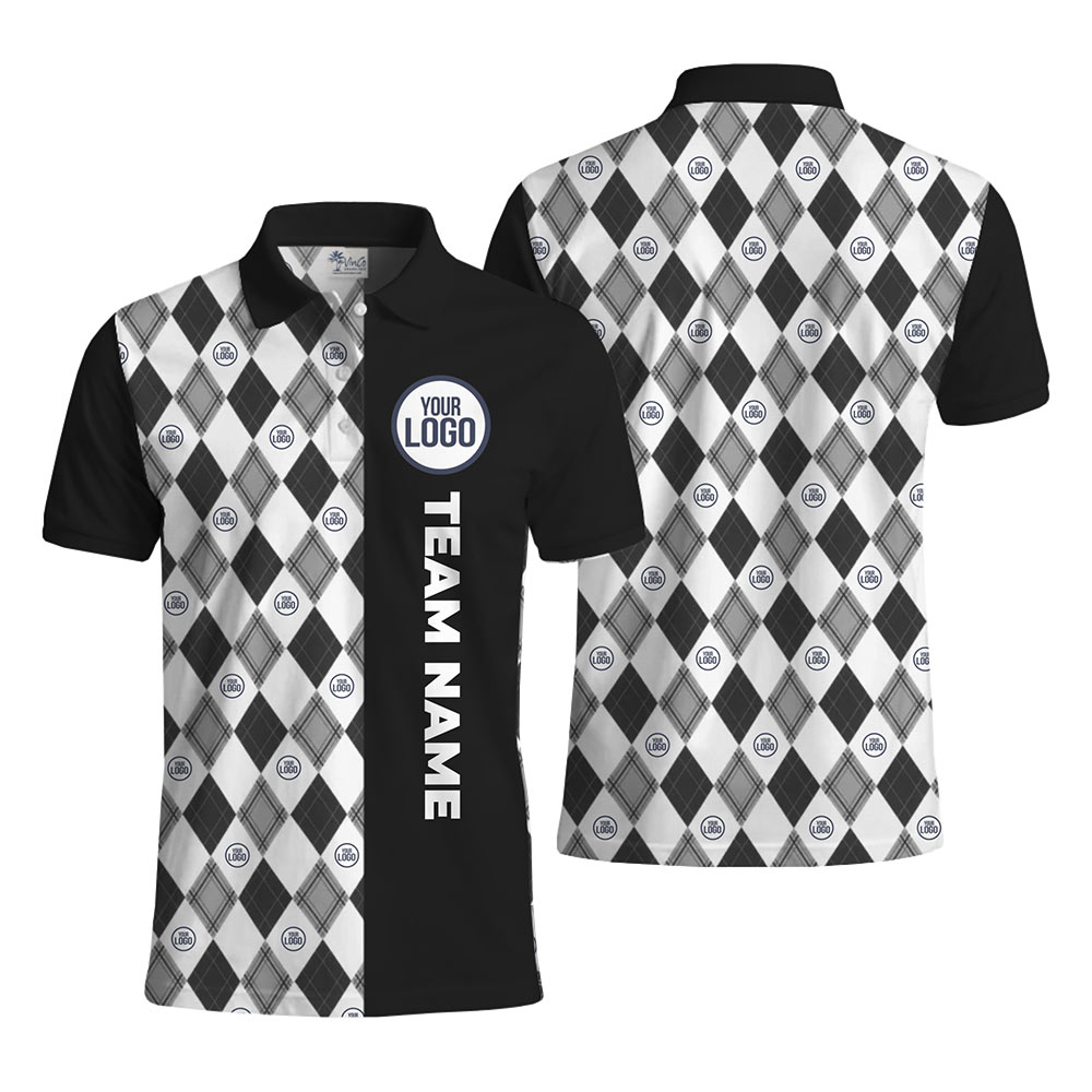 Checked Custom Polo Golf Shirt With Logo And Text
