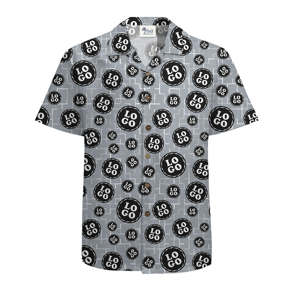 Multi-Size Logo Scattered Hawaiian Shirt