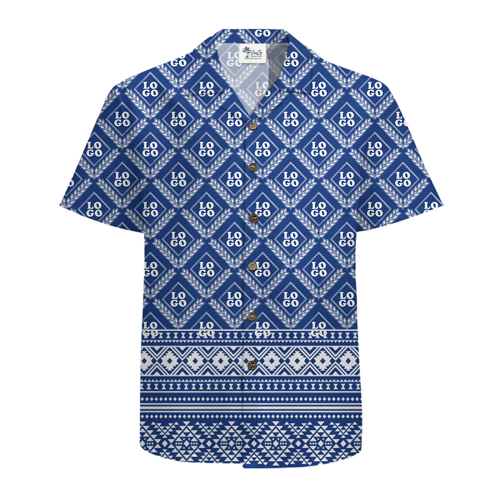Company Logo Symmetrical Geometric Hawaiian Shirt