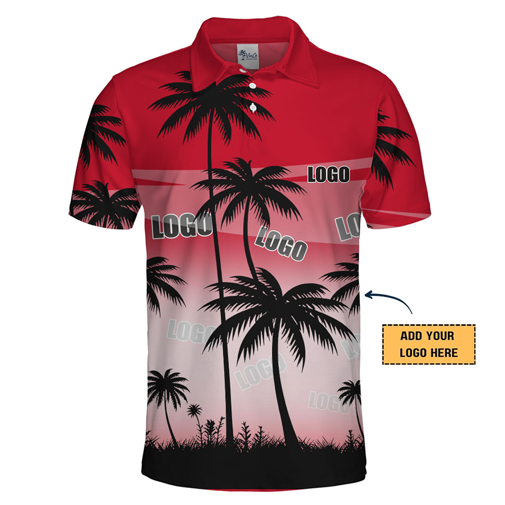 Personalized Gradient Polo Featuring Bold Palm Graphics