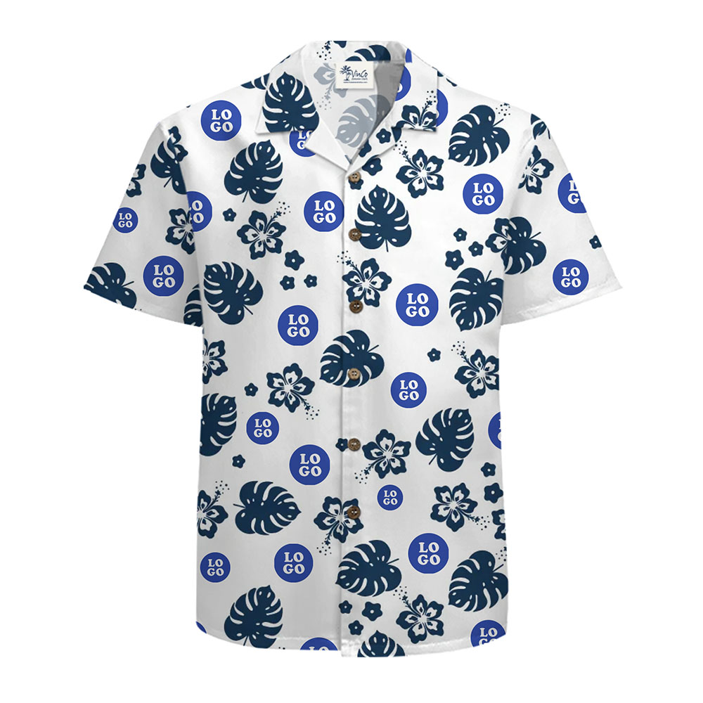 Custom Hawaiian Shirt with Tropical Floral and Logo Design