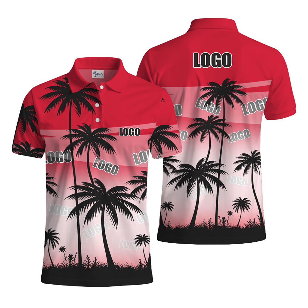 Personalized Gradient Polo Featuring Bold Palm Graphics