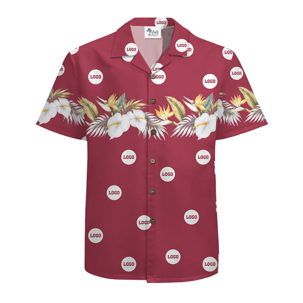Custom Event Shirt with Tropical Blossom and Branding Options