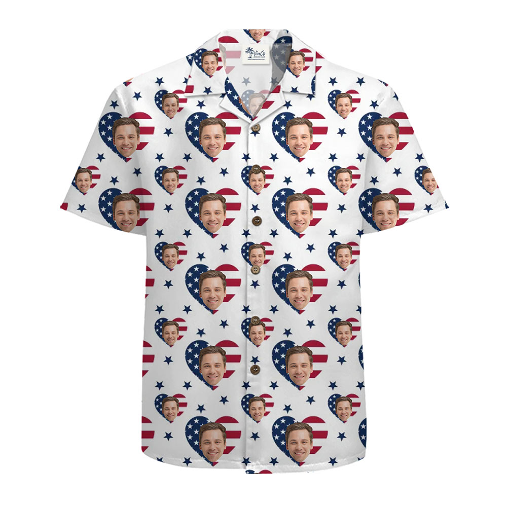 Unique Patriotic Fourth Of July Hawaiian Shirt Custom Face